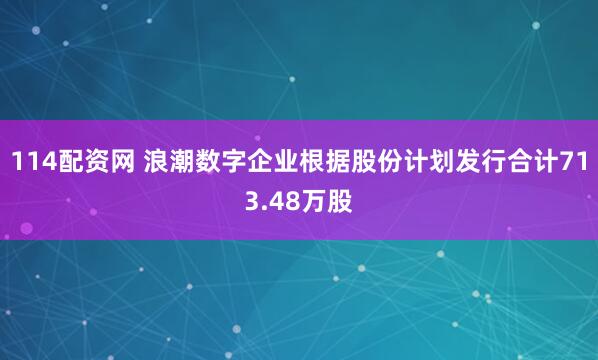 114配资网 浪潮数字企业根据股份计划发行合计713.48万股